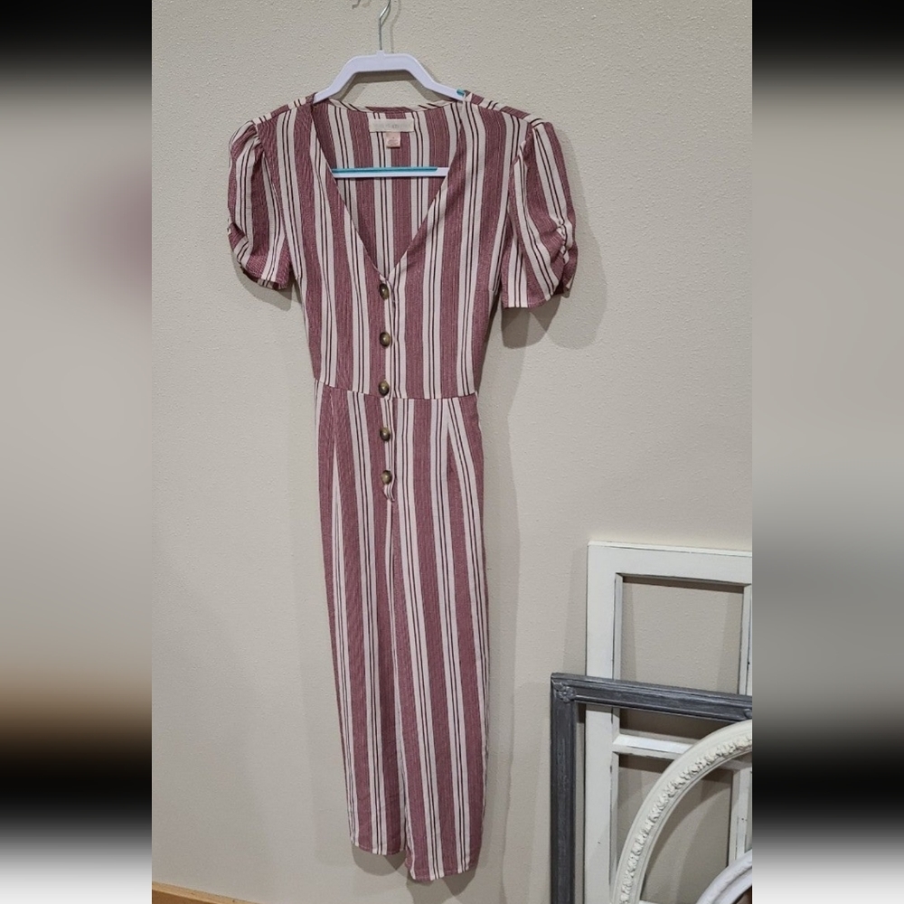 Band of Gypsies‎ womens size Sm. Striped, wide leg, cropped Jumpsuit
